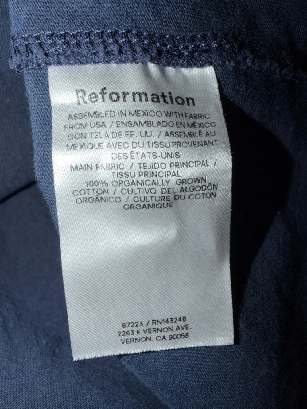 Reformation Rowan Crew Tee Midnight Blue Boxy Cotton Top S - Picture 5 of 5